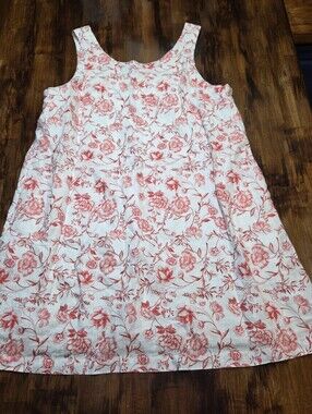 Cynthia Rowley 100% Linen Floral Shift Dress Sleeveless XL Cottegecore